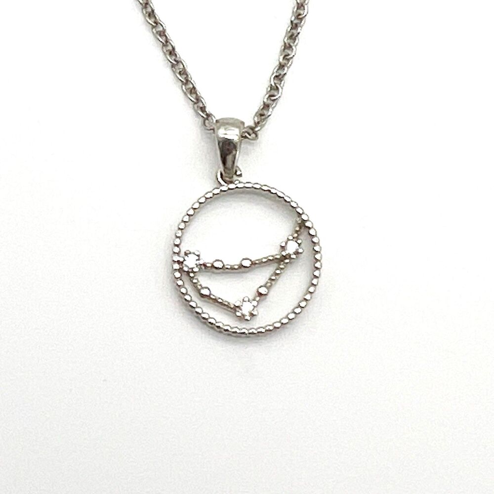 Capricorn Constellation Zodiac Silver Tone CZ Pendant Charm Dainty Necklace 16” - Picture 4 of 6
